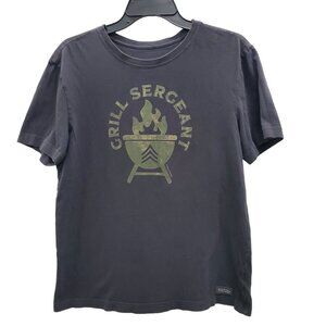 Life is Good Men's Charcoal Camo Grill Sargeant Graphic Dad Humor Tee Size S